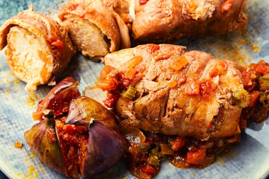 Fragrant meat stewed with ripe figs. Autumn popular recipe