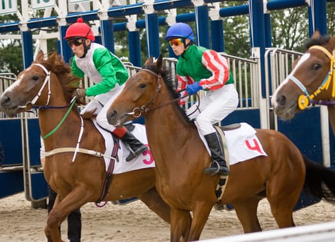 Start gates for horse races for the prize of Otkriti,Caucasus.