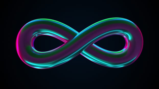 Infinity iridescent sign. Computer generated 3d render