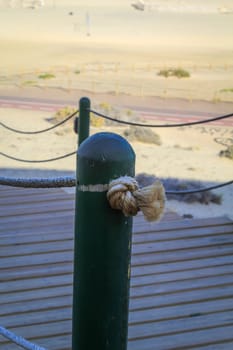 Detail of a railing to delimit an access of a biotope.