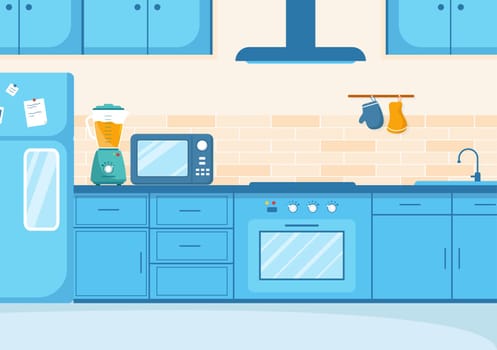 Cooking School to Learn Cooks Homemade Food and Variety of Delicious Dishes in a Class Learning on Flat Cartoon Hand Drawn Templates Illustration