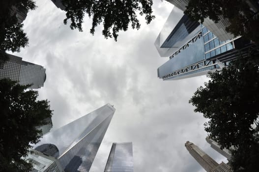 Beautiful low-angle shot of One World Trade Center rising in the sky