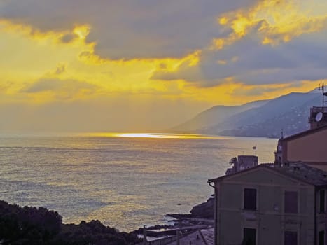 Sunset after storm on Italian Coast
