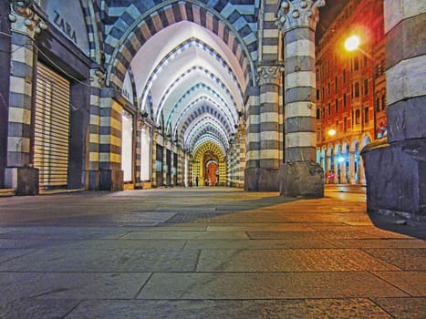 Street at night in Genoa, Italy