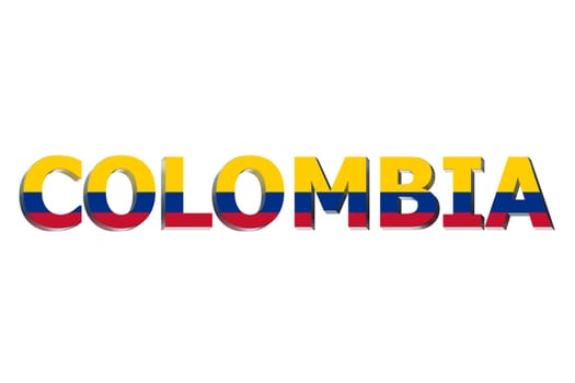 3D Flag of Colombia on a text background.