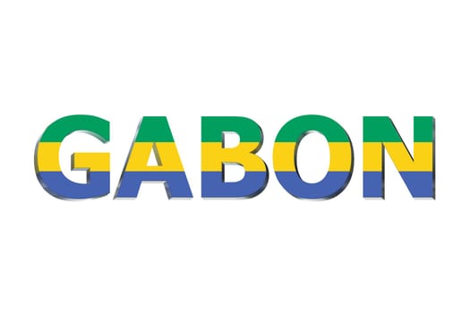 3D Flag of Gabon on a text background.