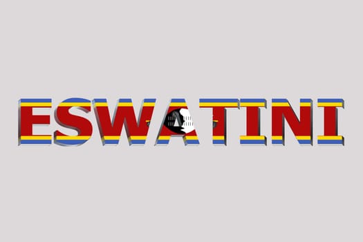 3D Flag of Eswatini on a text background.