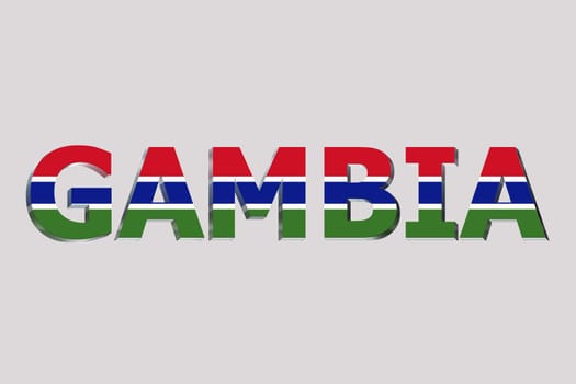 3D Flag of Gambia on a text background.