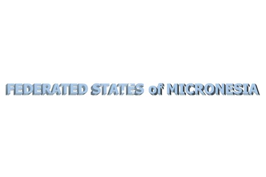 3D Flag of Federated States of Micronesia on a text background.
