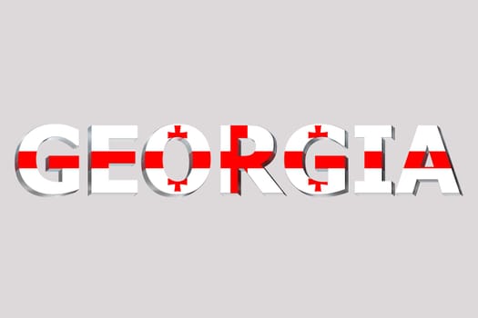 3D Flag of Georgia on a text background.