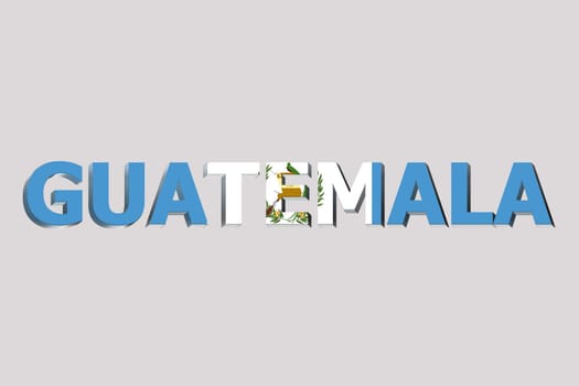 3D Flag of Guatemala on a text background.