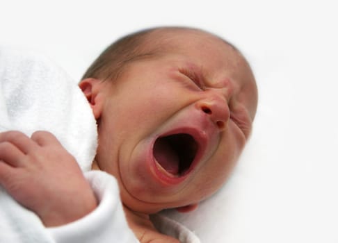 Crying baby on his first day