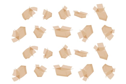 Pattern from cardboard boxes on a white background. The concept of ecology, environmental protection, waste recycling. Vector image