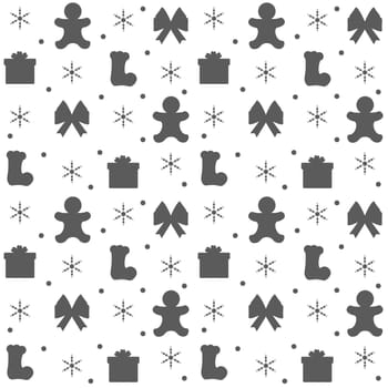 Christmas Background Seamless Pattern Design With Santa Claus, Tree, Snowman And Gifts in Template Hand Drawn Cartoon Flat Illustration