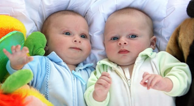 Two baby boys twin brothers