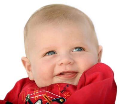 Cute happy 3 month old baby laughing