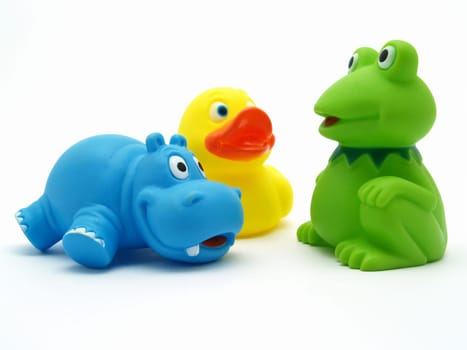plastic toys isolated on white background