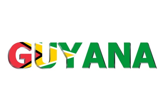 3D Flag of Guyana on a text background.