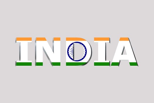 3D Flag of India on a text background.