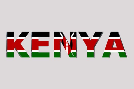 3D Flag of Kenya on a text background.