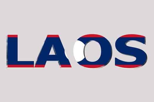 3D Flag of Laos on a text background.