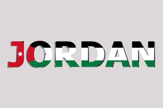 3D Flag of Jordan on a text background.
