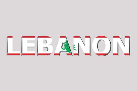 3D Flag of Lebanon on a text background.