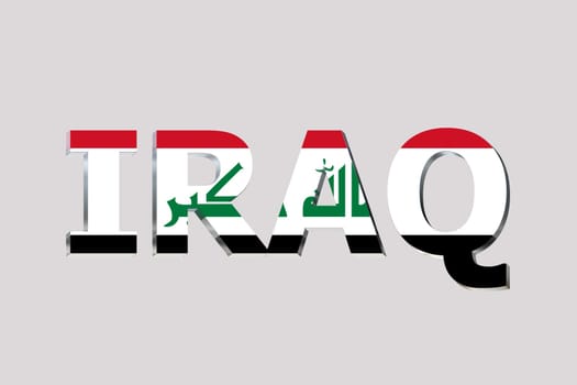 3D Flag of Iraq on a text background.