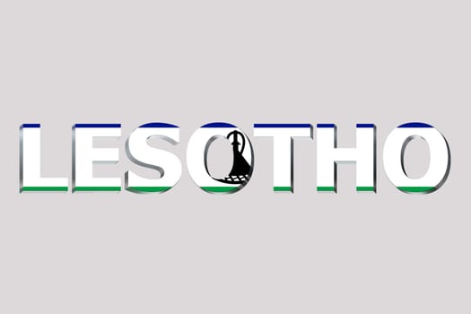 3D Flag of Lesotho on a text background.