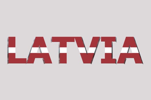 3D Flag of Latvia on a text background.