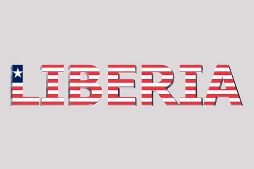 3D Flag of Liberia on a text background.