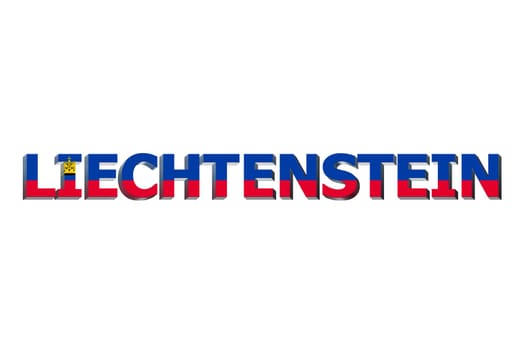 3D Flag of Liechtenstein on a text background.