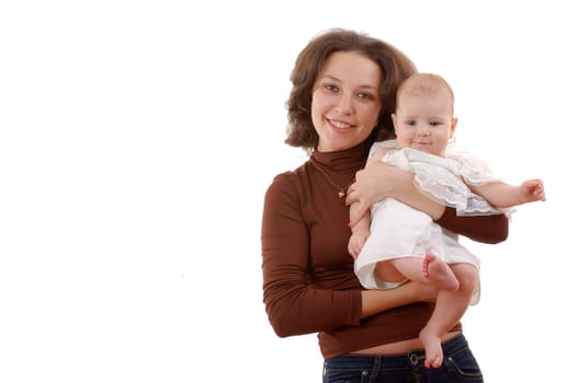 young smiling mother with her cute child