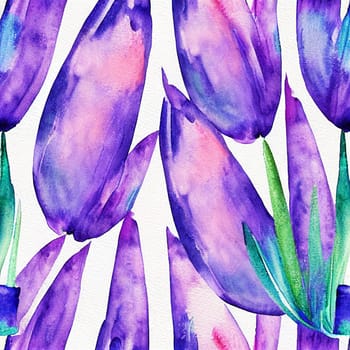 Beautiful lavender flowers isolated on white background. Watercolor technique