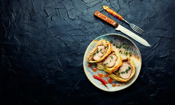 Popular meat dish is wellington meat, meat baked in dough.