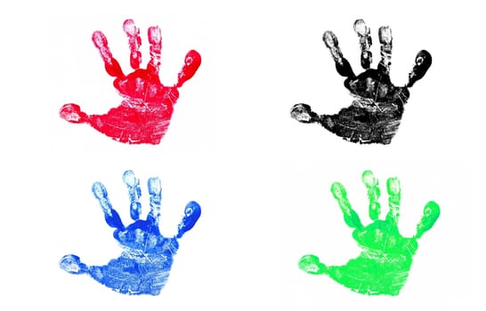 Four Colorful Children's Hand Prints