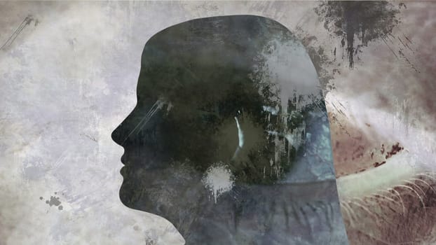 Surreal Portrait of Woman silhouette,Surreal Portrait of Woman silhouette