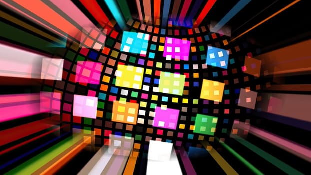 Colorful pixels on rotating sphere,Colorful pixels on rotating sphere