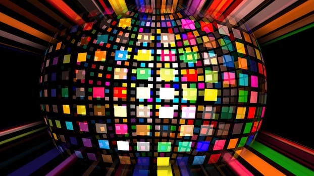 Colorful pixels on rotating sphere,Colorful pixels on rotating sphere