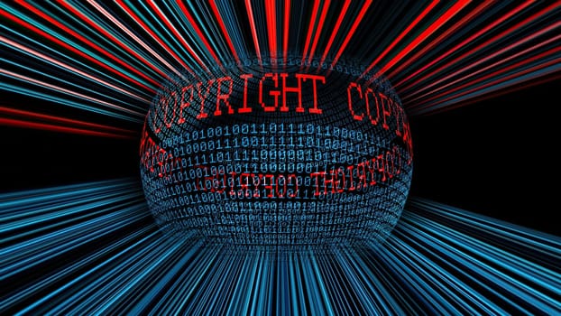 Copyright and binary data sphere concept,Copyright and binary data sphere concept