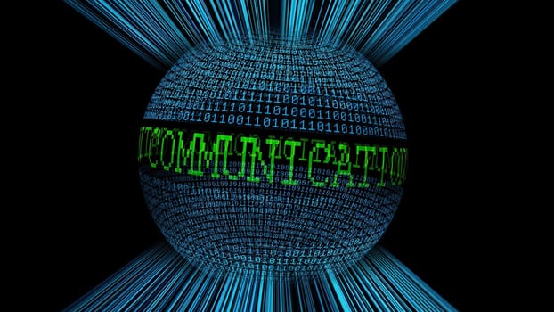 Communication and binary data sphere concept,Communication and binary data sphere concept