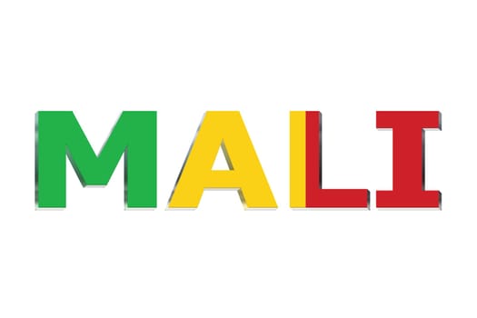 3D Flag of Mali on a text background.