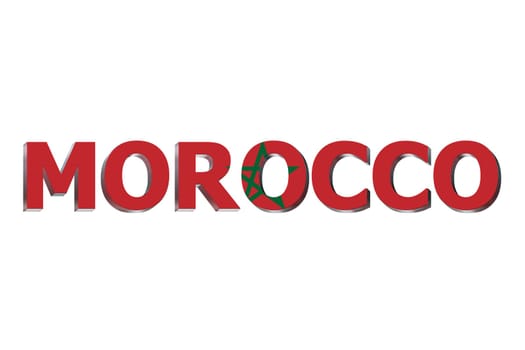 3D Flag of Morocco on a text background.