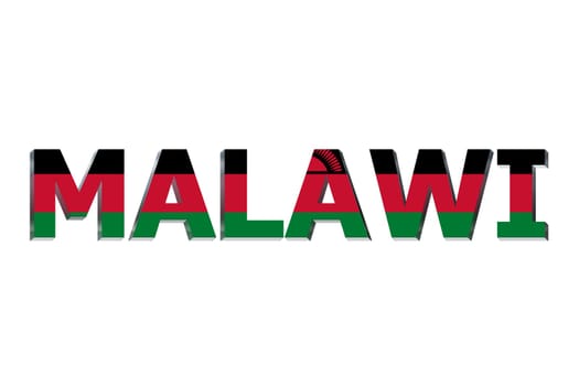 3D Flag of Malawi on a text background.