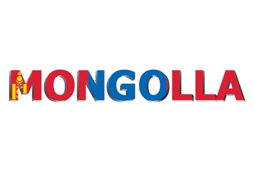3D Flag of Mongolia on a text background.