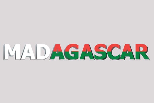 3D Flag of Madagascar on a text background.