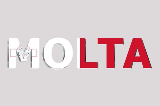 3D Flag of Malta on a text background.