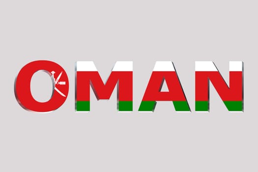 3D Flag of Oman on a text background.