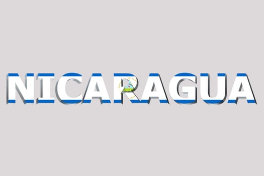 3D Flag of Nicaragua on a text background.