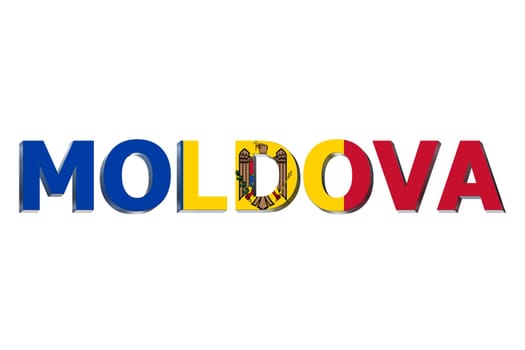 3D Flag of Moldova on a text background.